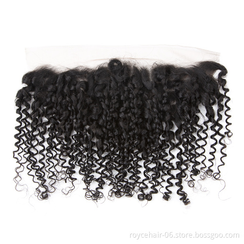 Hot Sale  Raw Virgin Cuticle Aligned Mink Human Hair Transparent Pre Plucked Ear To Ear 13*4 Lace Frontal Closure With Baby Hair